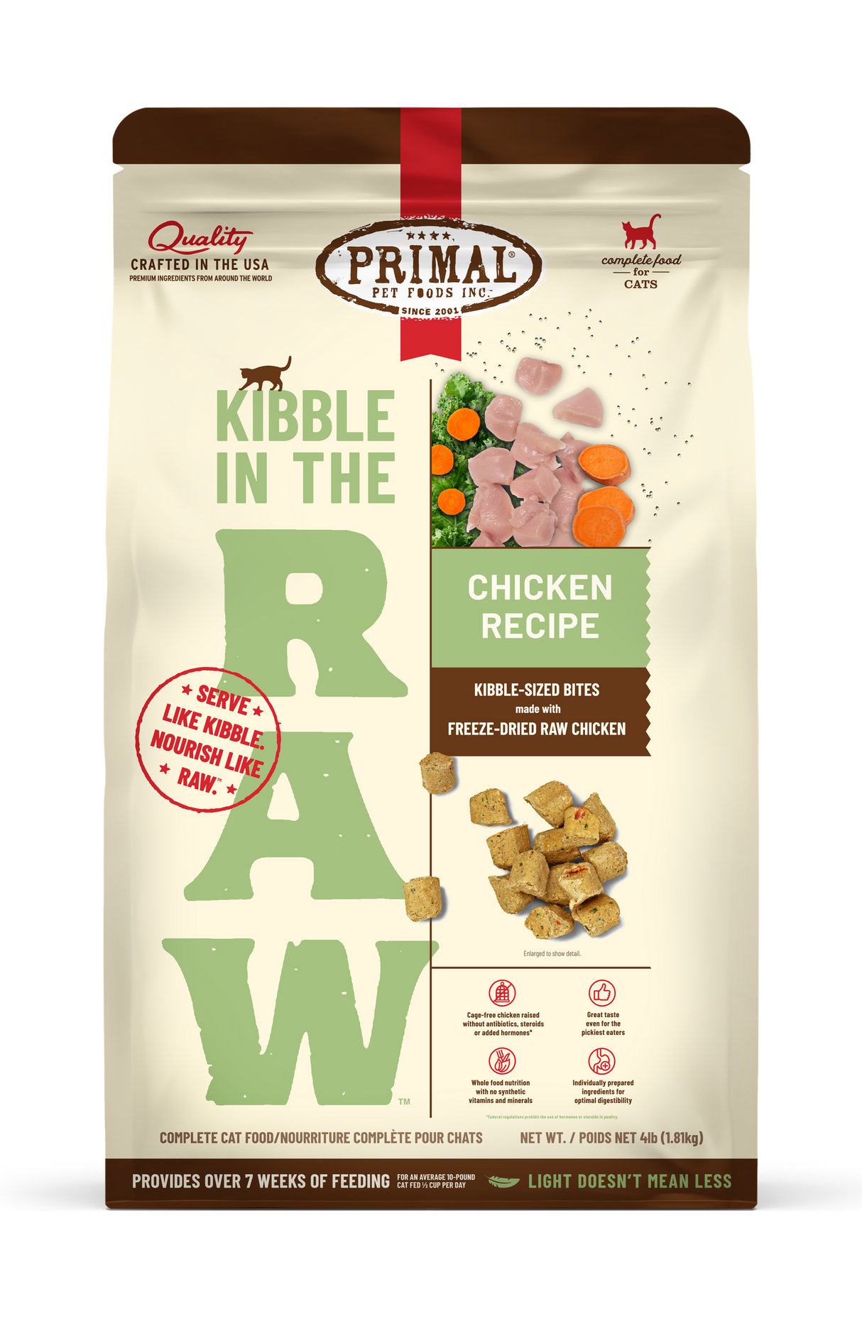 Primal Freeze Dried Cat Food Kibble in the Raw Chicken Recipe 1.5lb