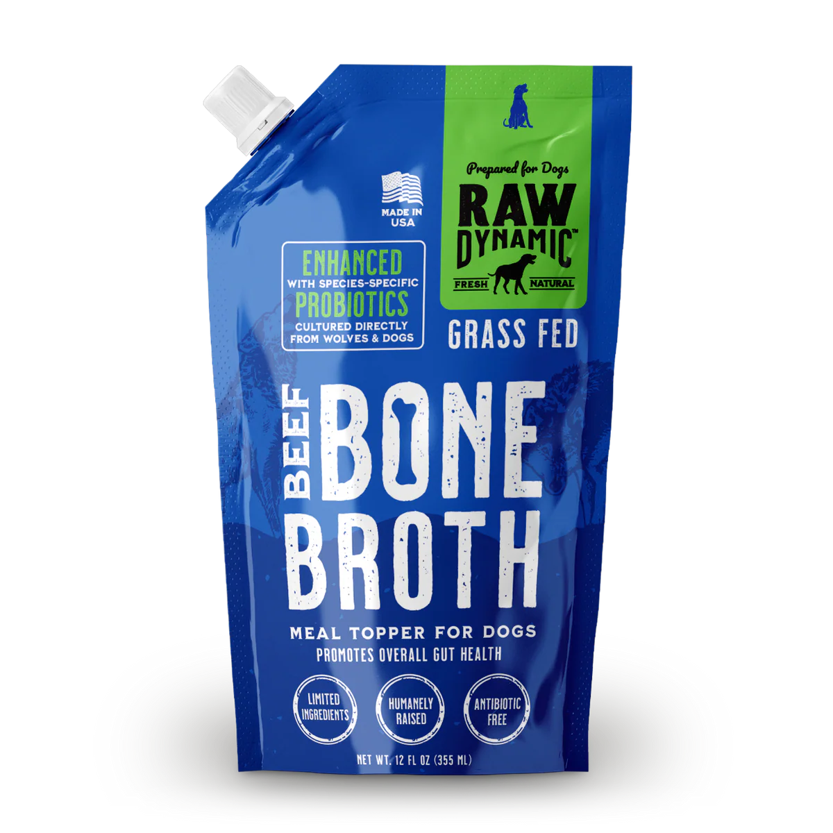 Raw Dynamic Frozen Dog Food Beef Bone Broth 12oz