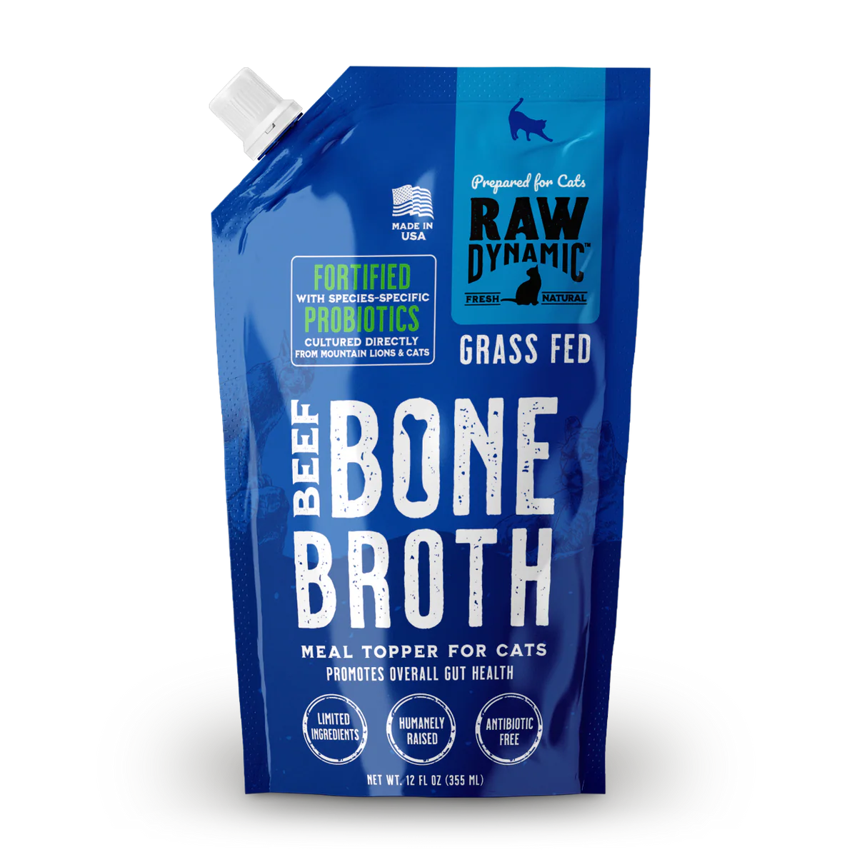 Raw Dynamic Frozen Cat Food Beef Bone Broth 12oz