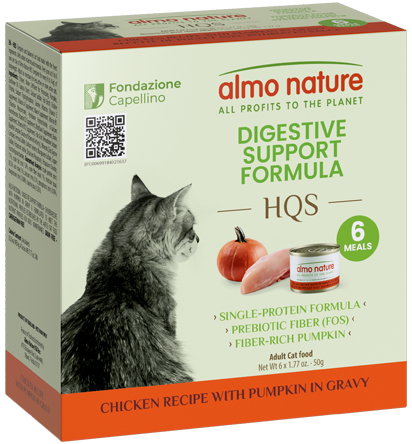 Almo Nature Wet Cat Food HQS Digestive Support Formula Chicken Recipe with Pumpkin in Gravy 1.77oz (6 Pack)