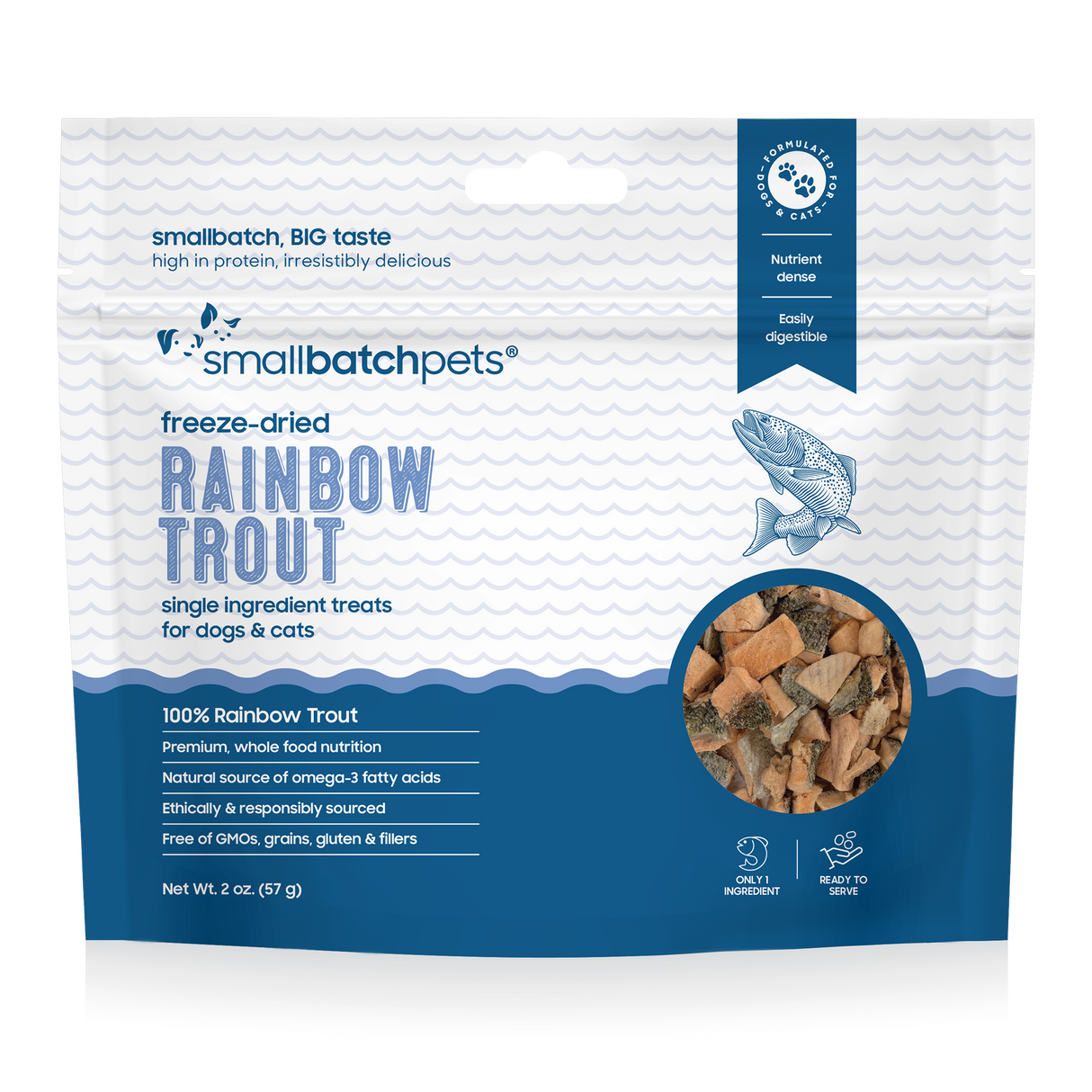 Small Batch Dog/Cat Treat Freeze Dried Rainbow Trout 2oz