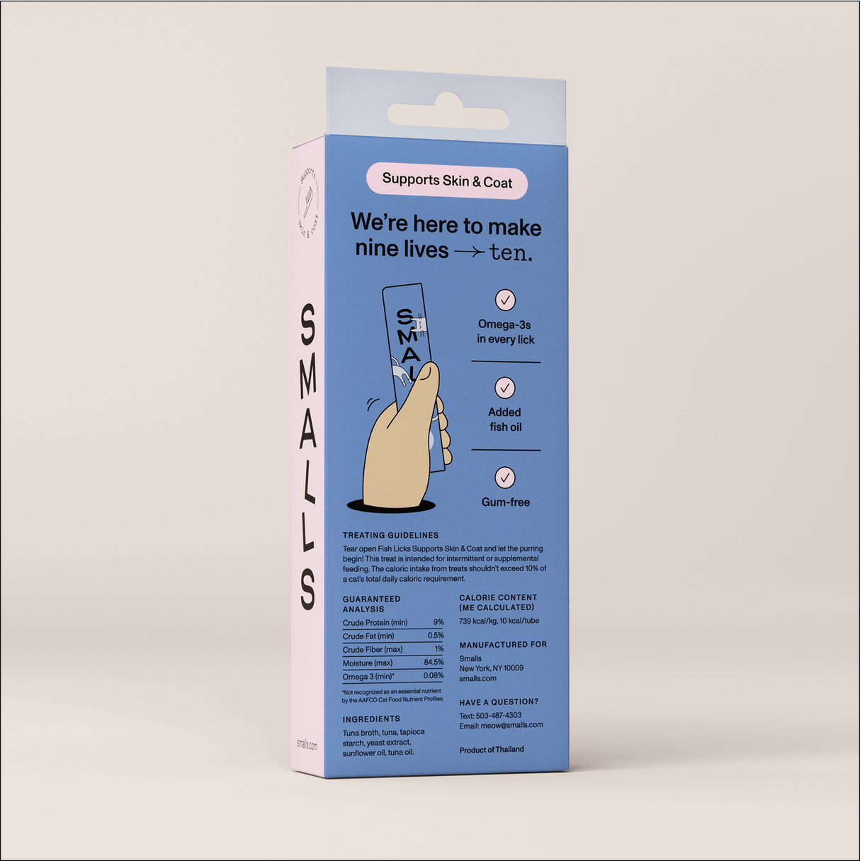 Smalls Cat Treat Skin & Coat Support Tuna Fish Licks 4oz (1 Pack of 8 Licks)