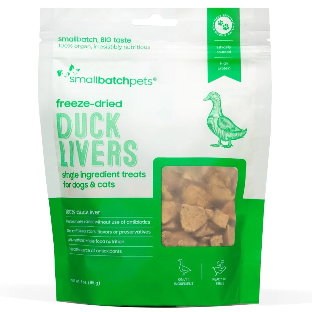 SmallBatch Freeze-Dried Dog Treat Duck Livers 3oz