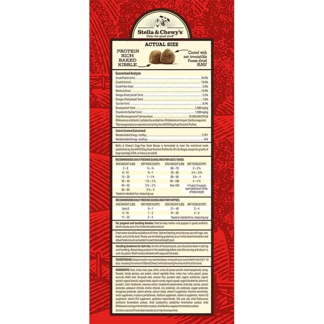 Stella & Chewy's Dry Dog Food Raw Coated Kibble Cage-Free Duck Recipe