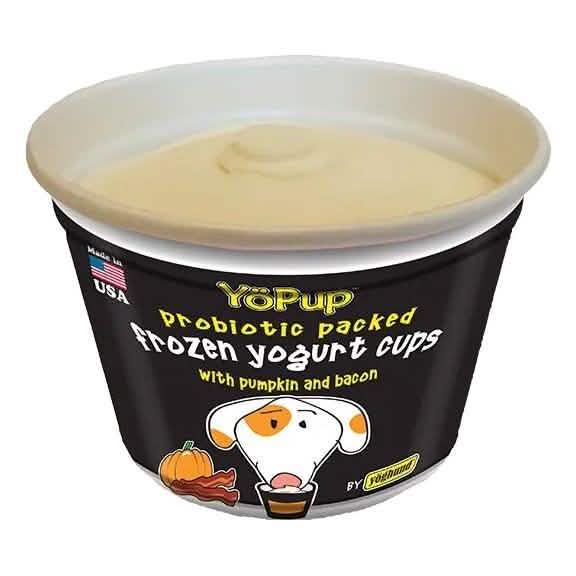 Yoghund Dog Treat YoPup Frozen Yogurt Cups with Pumpkin and Bacon Flavor (4 Pack)