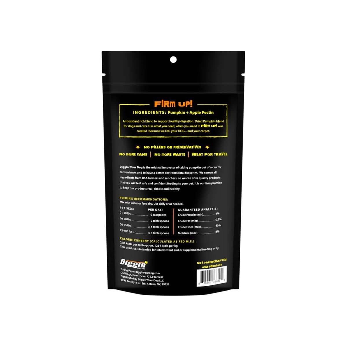 Diggin' Your Dog Digestive Aid Firm Up! Pumpkin for Dogs & Cats