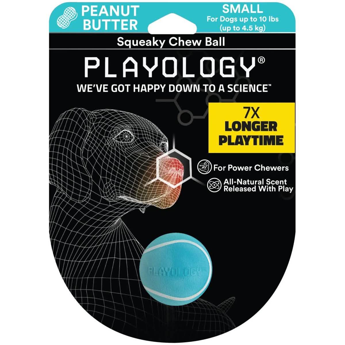 Playology Dog Toy Squeaky Chew Ball - Peanut Butter Scent