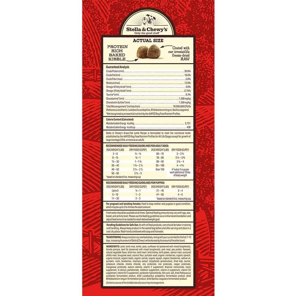 Stella & Chewy's Dry Dog Food Raw Coated Kibble Grass-Fed Lamb Recipe