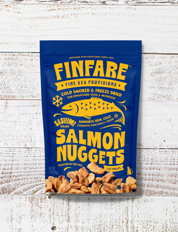 Finfare Cold Smoked & Freeze Dried Smoked Salmon Nuggets Cat Treats (1.3oz bag)