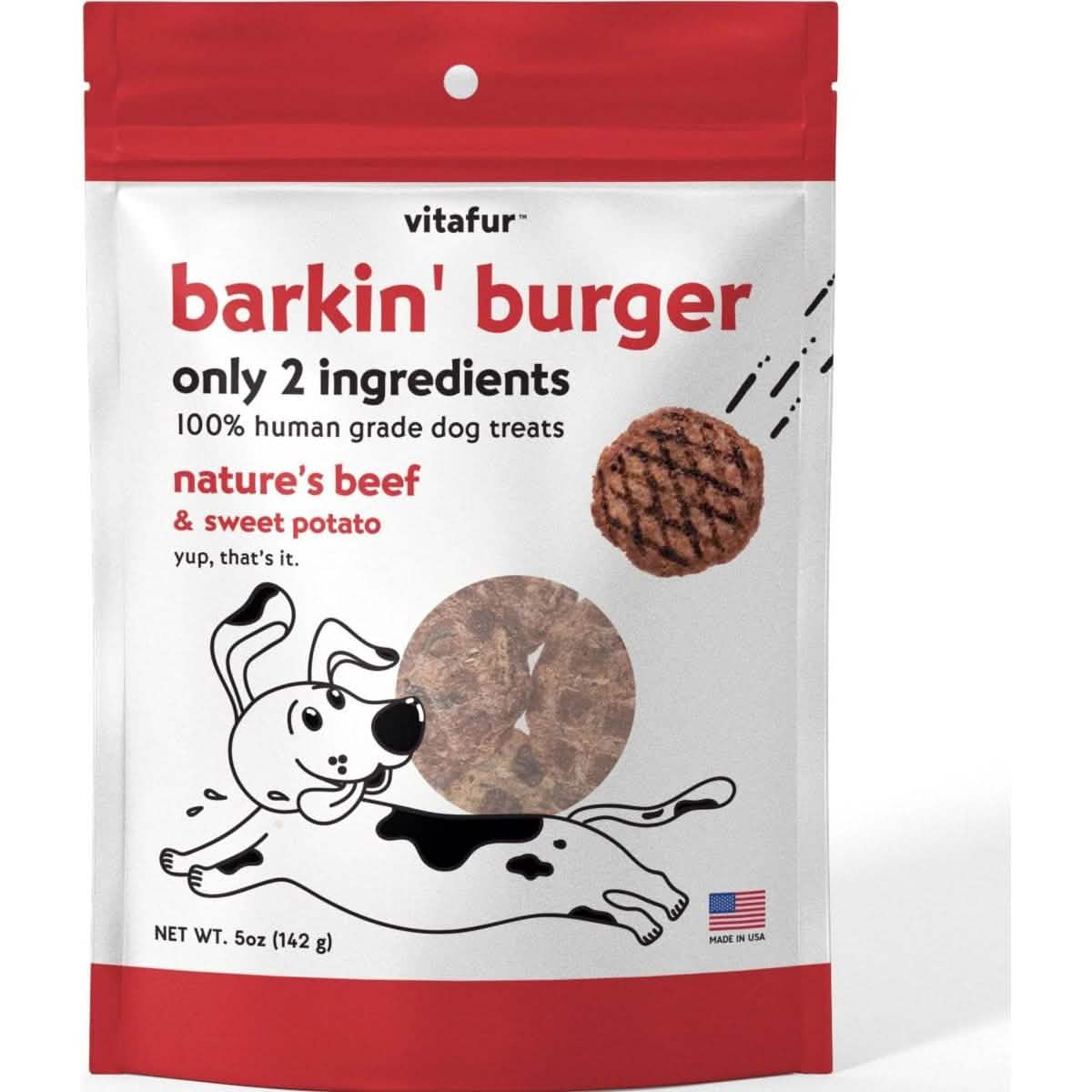 Vitafur Dog Treat Barkin' Burger Nature's Beef & Sweet Potato