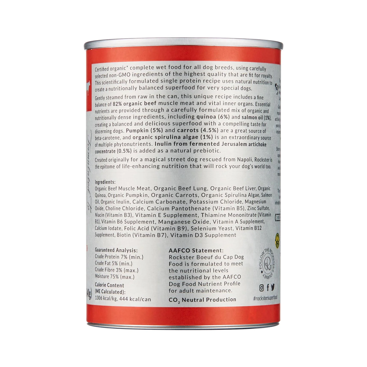 وصفة طعام الكلاب الرطب روكستر بوف دو كاب العضوية الكاملة بلحم البقر