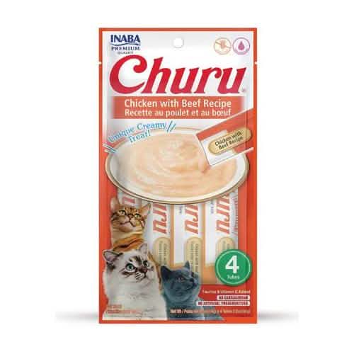 Inaba Cat Treat Churu Chicken with Beef Recipe 4 count