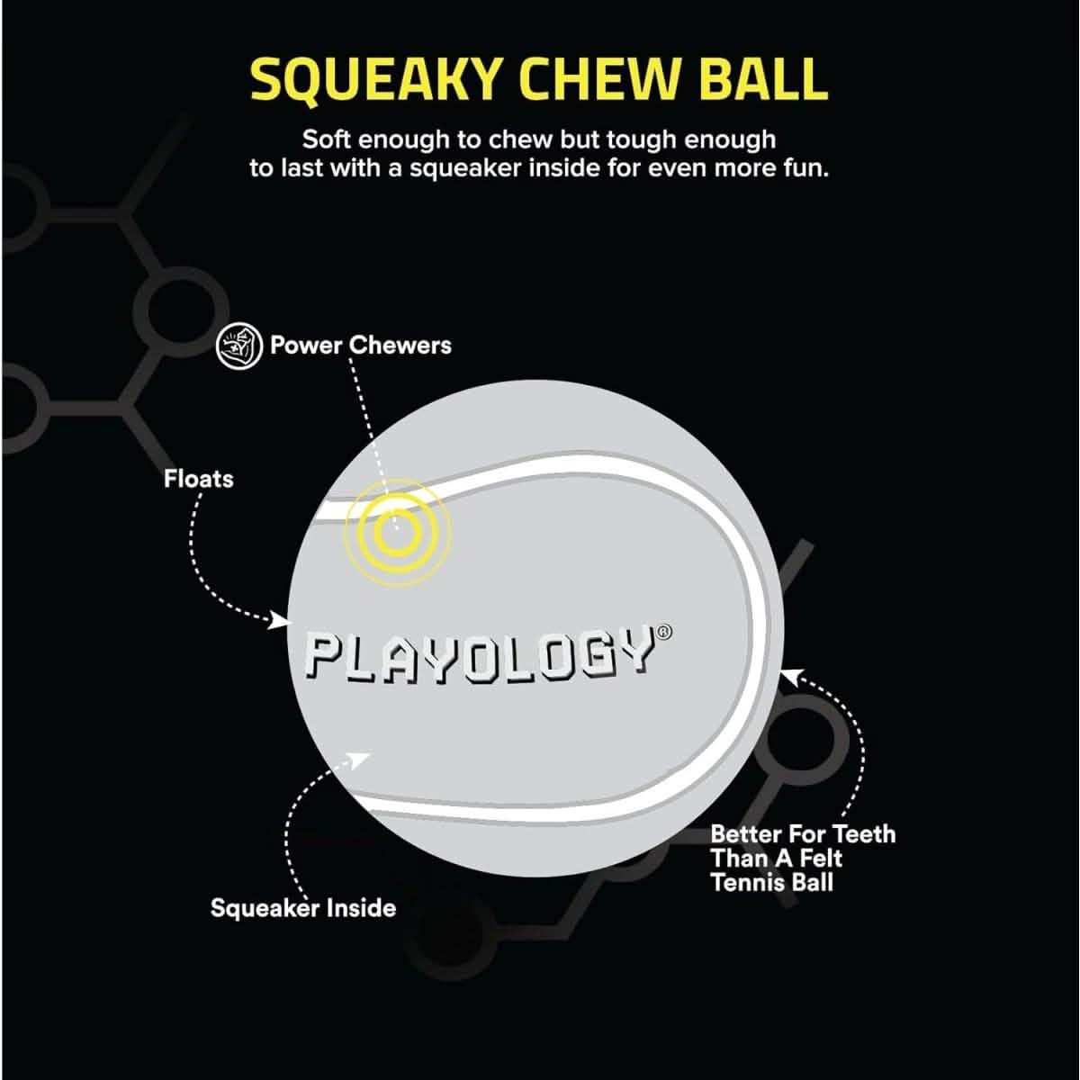 Playology Dog Toy Squeaky Chew Ball - Peanut Butter Scent
