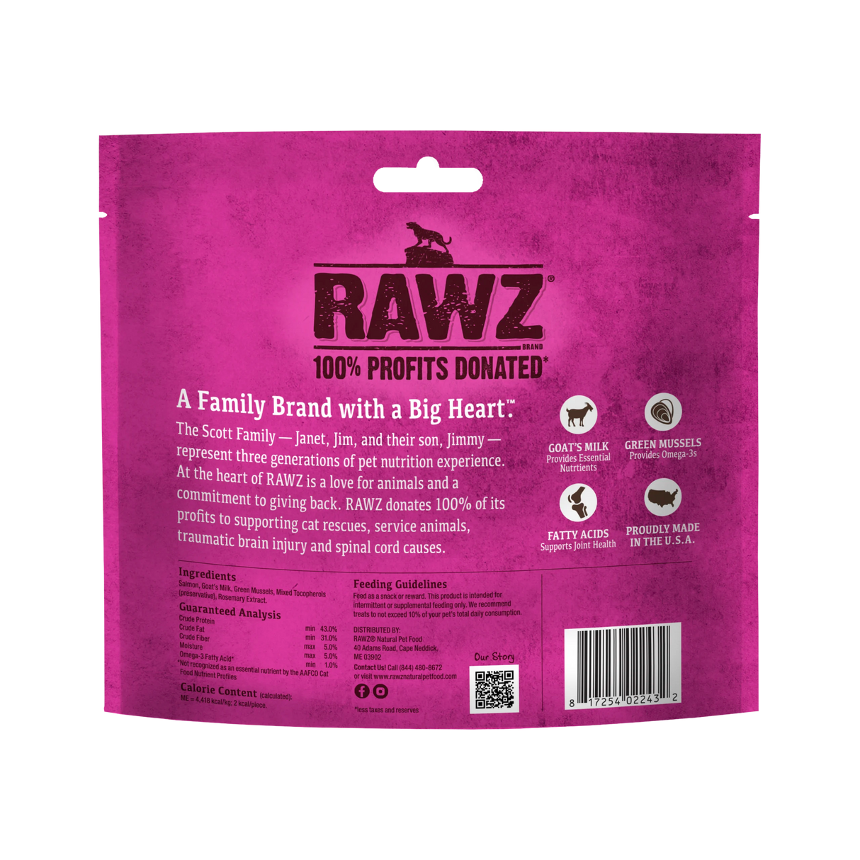 Rawz Cat Treat Freeze Dried Venison Goat's Milk & Green Mussels 1oz
