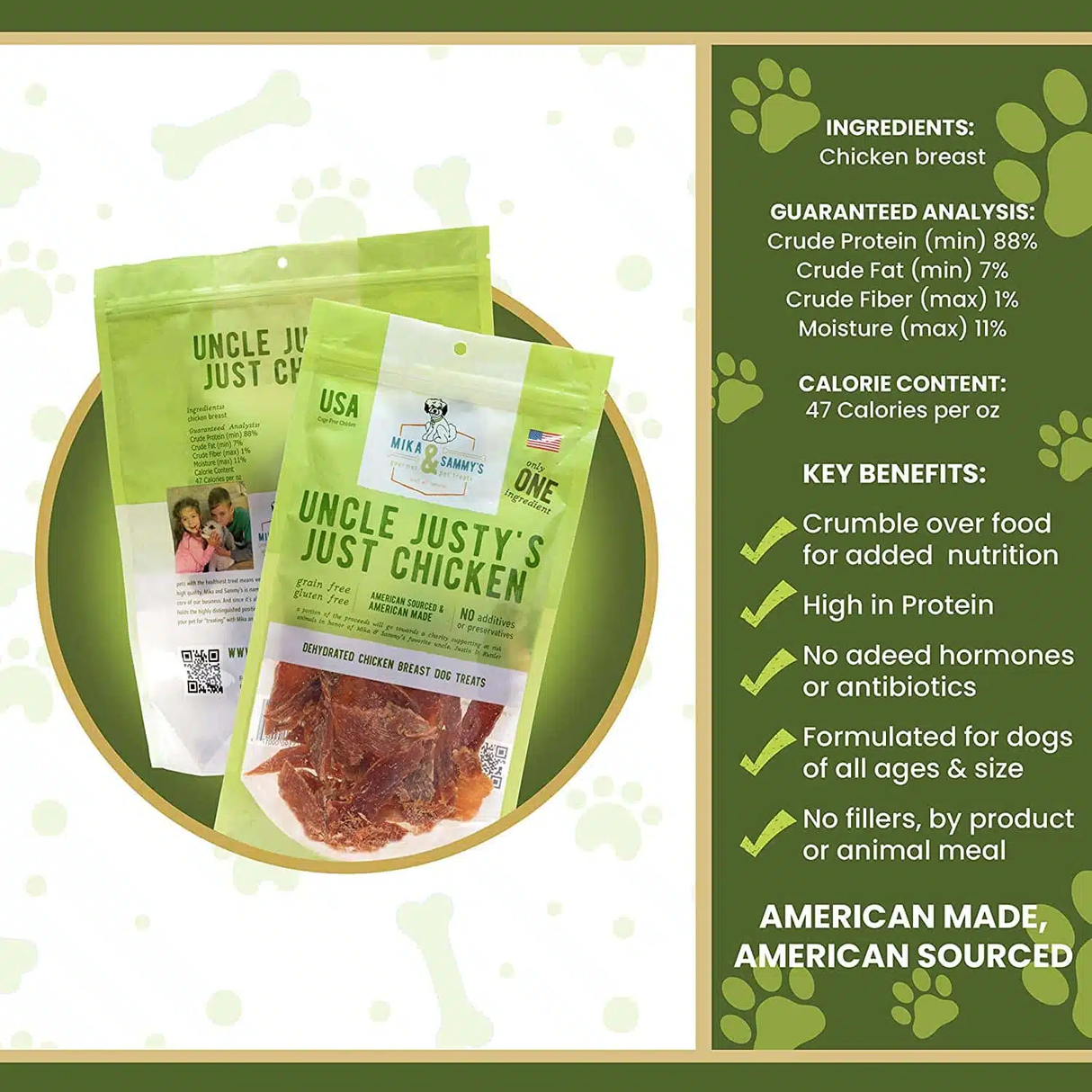 Mika & Sammy se hond behandel oom Justy's Just Chicken