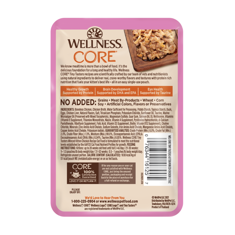 웰니스 웻 캣 푸드 파우치 코어 타이니 테이스터 키튼 다진 치킨 레시피 인 그레이비