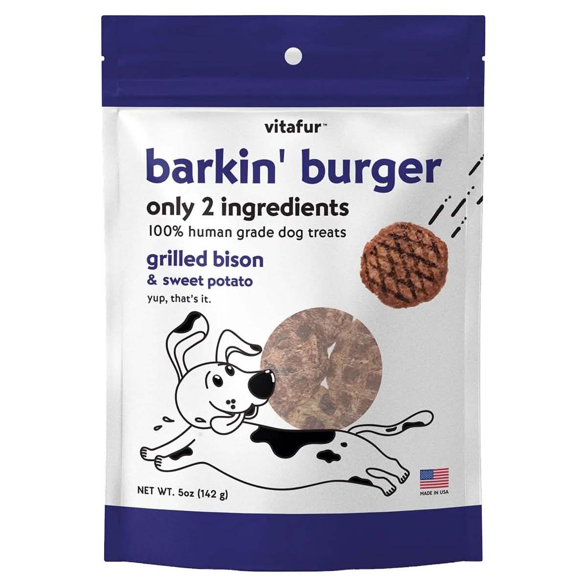 Vitafur Dog Treat Barkin' Burger Grilled Bison & Sweet Potato