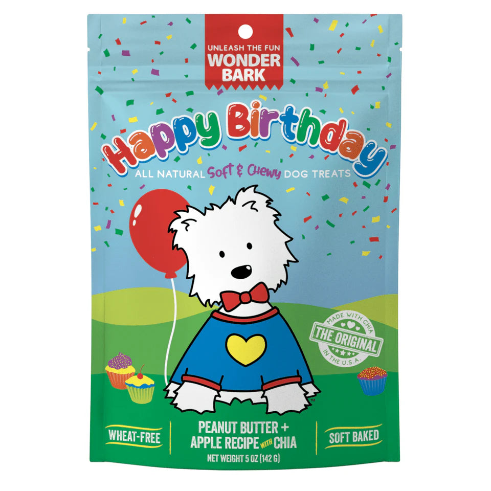 Wonder Bark Happy Birthday Soft & Chewy Peanut Butter and Apple with Chia (5oz bag)