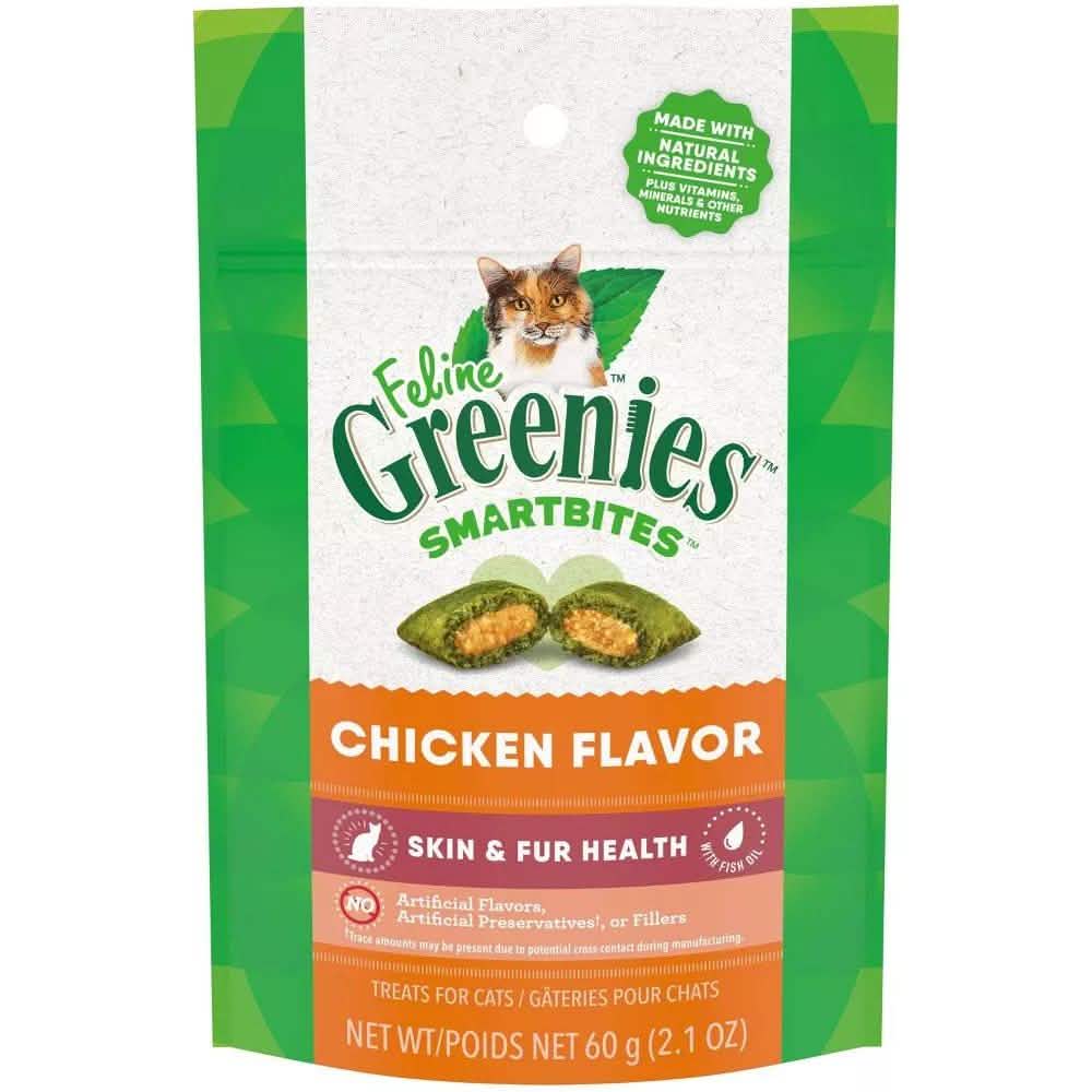 Greenies Cat Treat SmartBites Skin & Fur Health Chicken Flavor