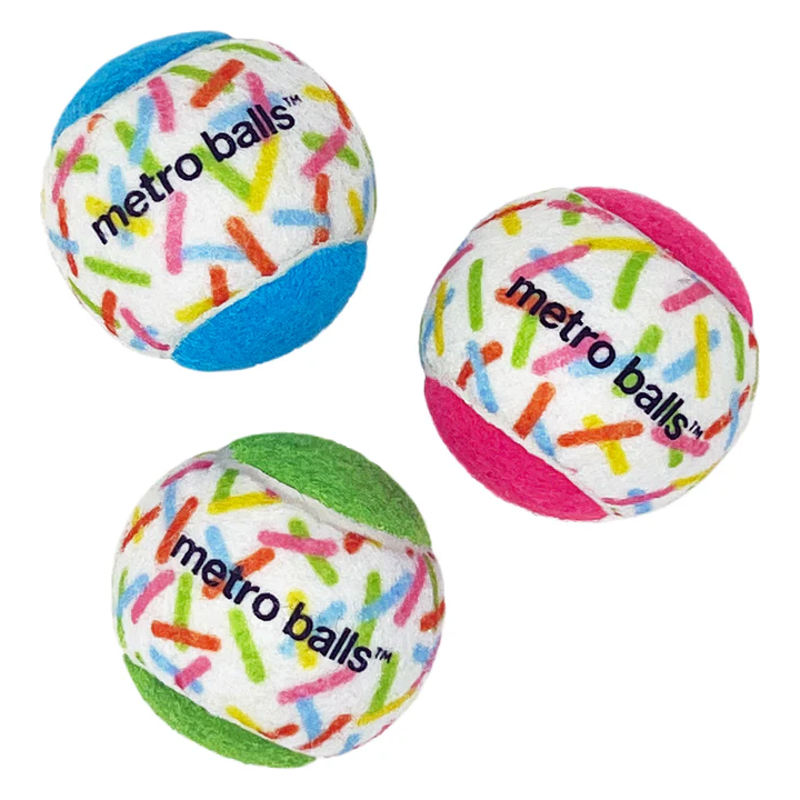 Metro Paws Dog Toy Metro Balls Birthday Pawty Tennis Balls (3 Pack)