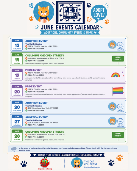 June 2026 Events at Pet Market NYC: Adoptions, Pride Celebrations & Community Fun