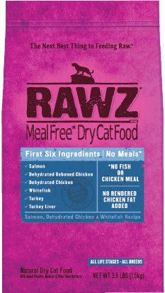 RAWZ Meal-Free Natural Dry Cat Food with Salmon, Chicken, Whitefish & Turkey