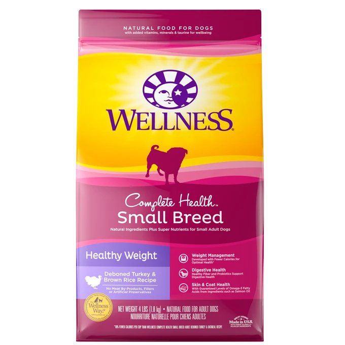 Wellness Dry Dog Food Complete Health Small Breed Healthy Weight Deboned Turkey & Brown Rice Recipe