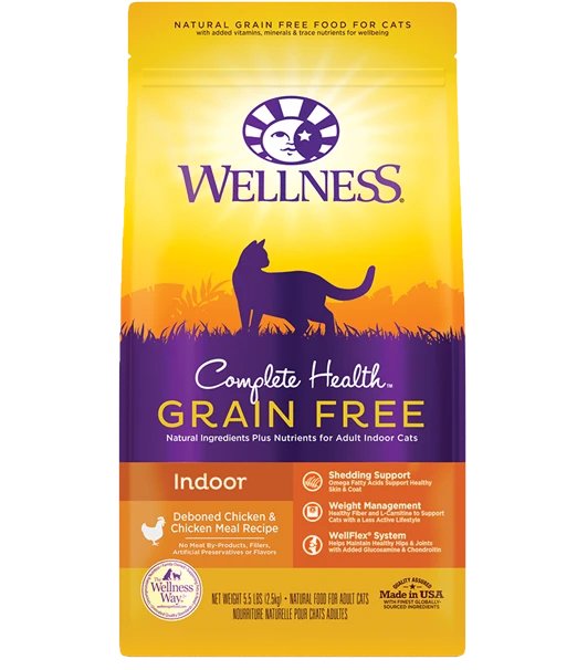 Wellness Dry Cat Food Complete Health Grain Free Indoor Chicken &amp; Chicken Meal Recipe