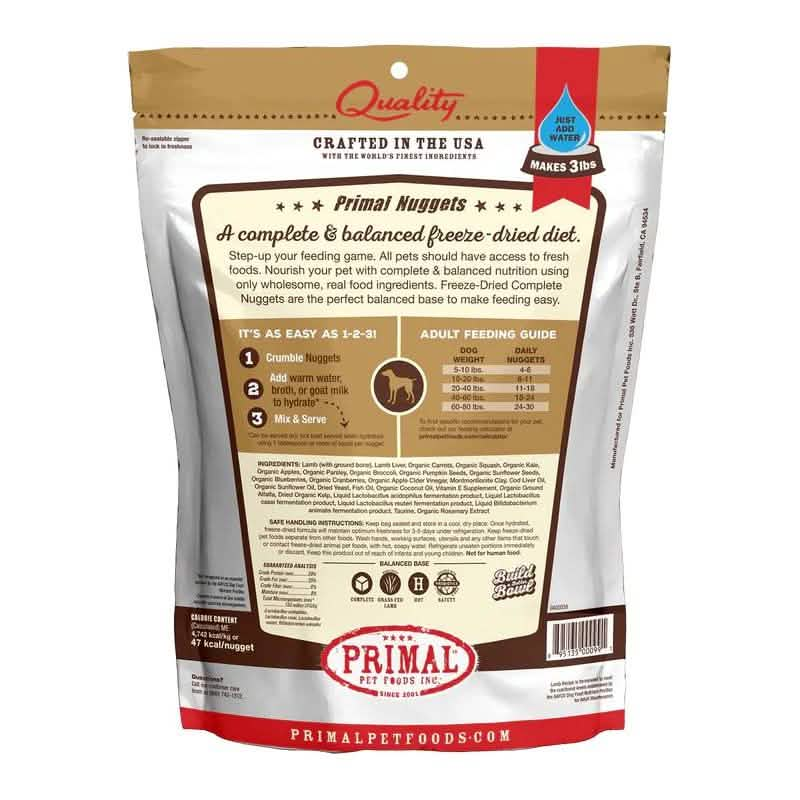 Primal Freeze-Dried Dog Food Nuggets Lamb Formula