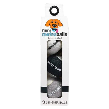 Metro Paws Mini Metro Balls 3-Count Pack Black for Dogs