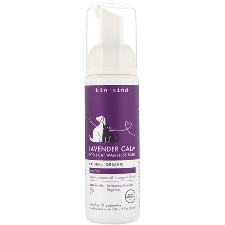 Kin+Kind Waterless Bath for Dog and Cat, Calming Lavender Scent, 8oz Size