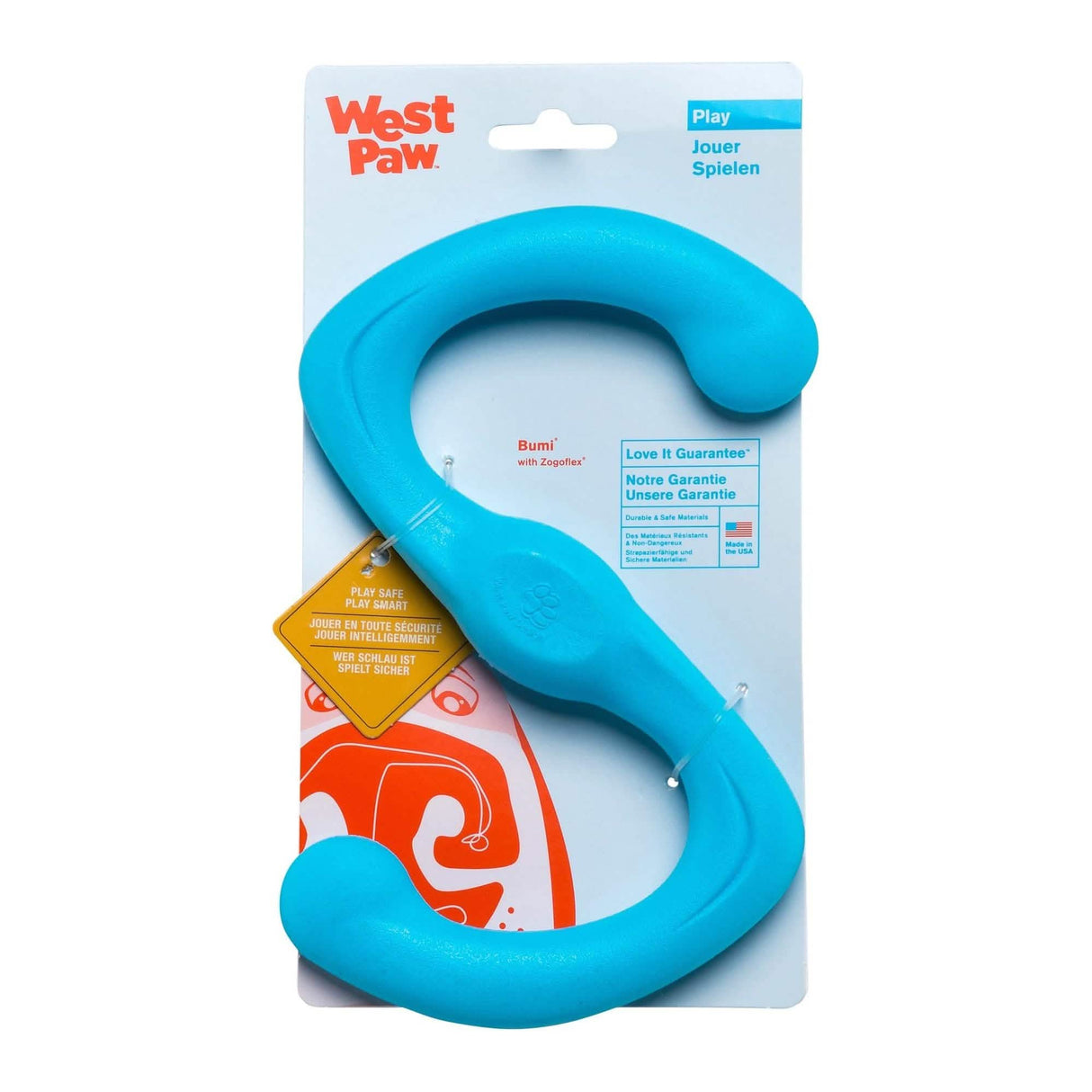 West Paw Bumi Aqua Blue L Dog Toy