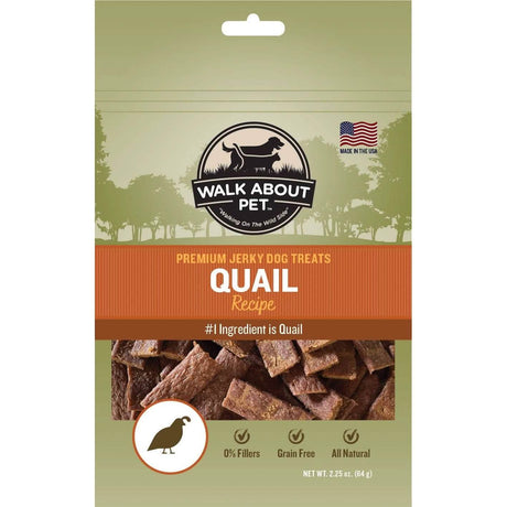 Walk About Quail Jerky for Dogs, Grain Free, 2.25oz Pack