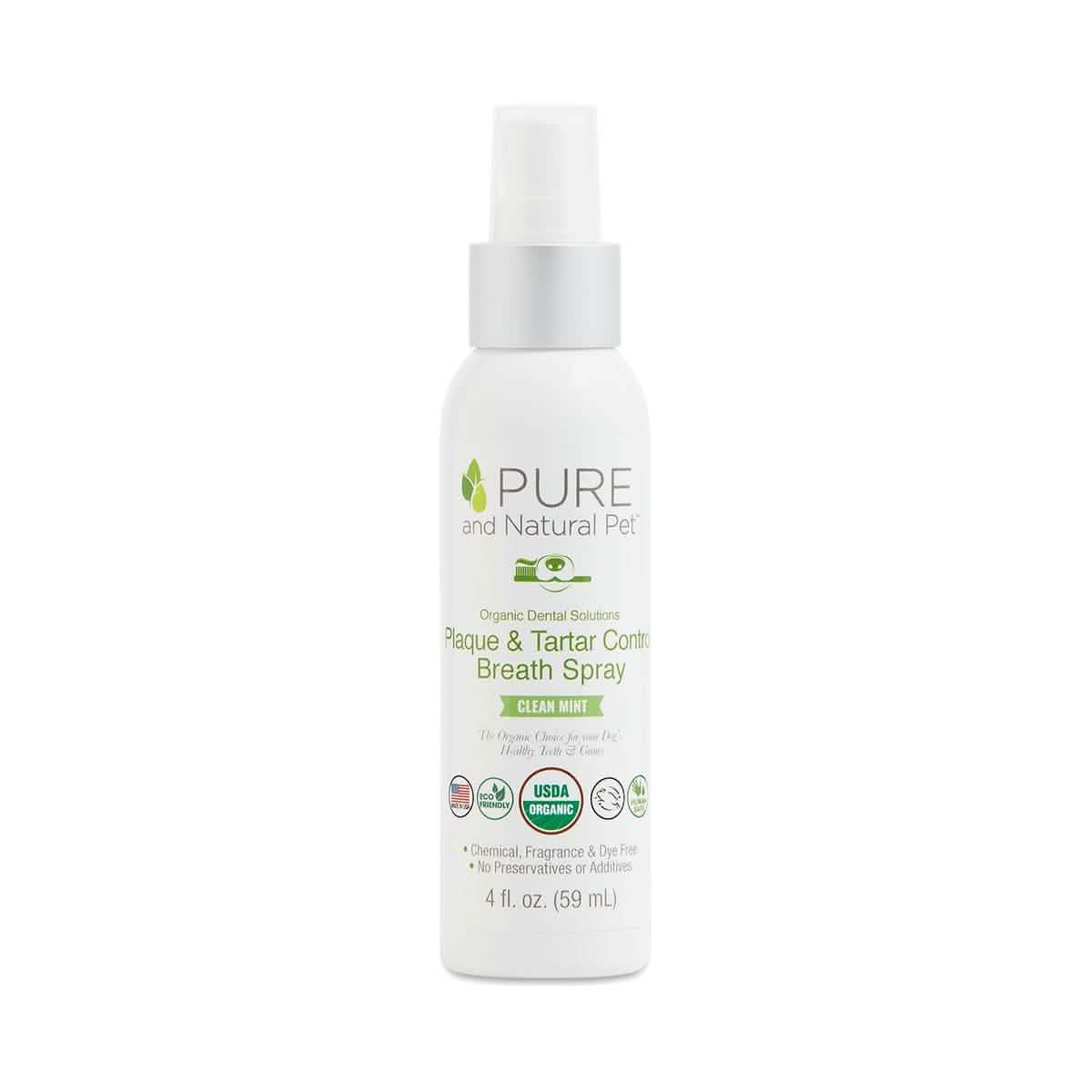 Pure and Natural Pet CleanMint Flavor Plaque & Tartar Spray for Dogs and Cats, 4 Fl Oz Size