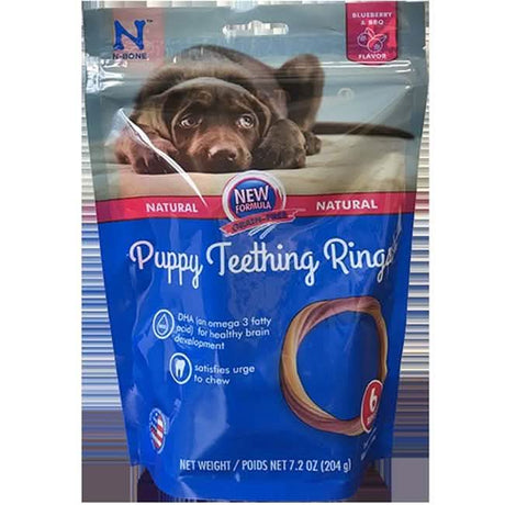 N-BONE Puppy Teething Blueberry BBQ Rings 6PK