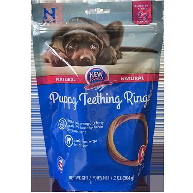 N-BONE Puppy Teething Blueberry BBQ Rings 6PK