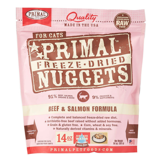 Primal Pet Foods Primal Cat Freeze-Dried Feline Beef/Salmon Formula Nuggets 14oz