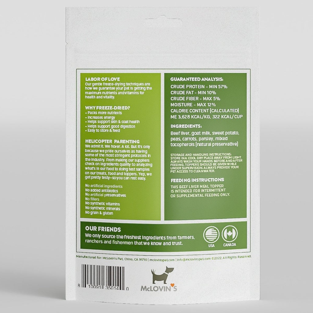 Mclovin's Beef Liver Freeze Dried Raw Meal Topper for Dog