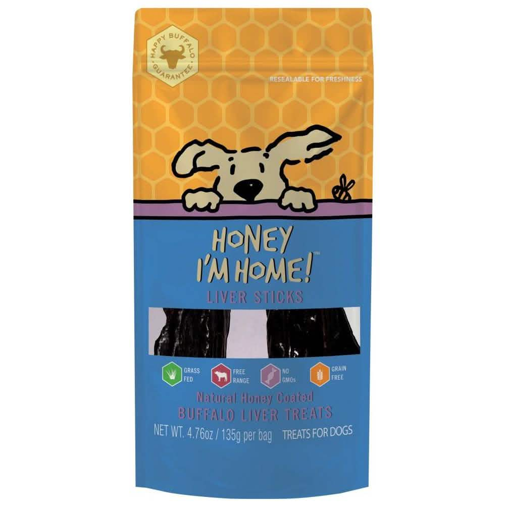 Honey I'm Home Dog Buffalo Liver Sticks, 4.76oz Pack