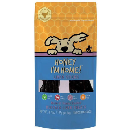 Honey I'm Home Dog Buffalo Liver Sticks, 4.76oz Pack