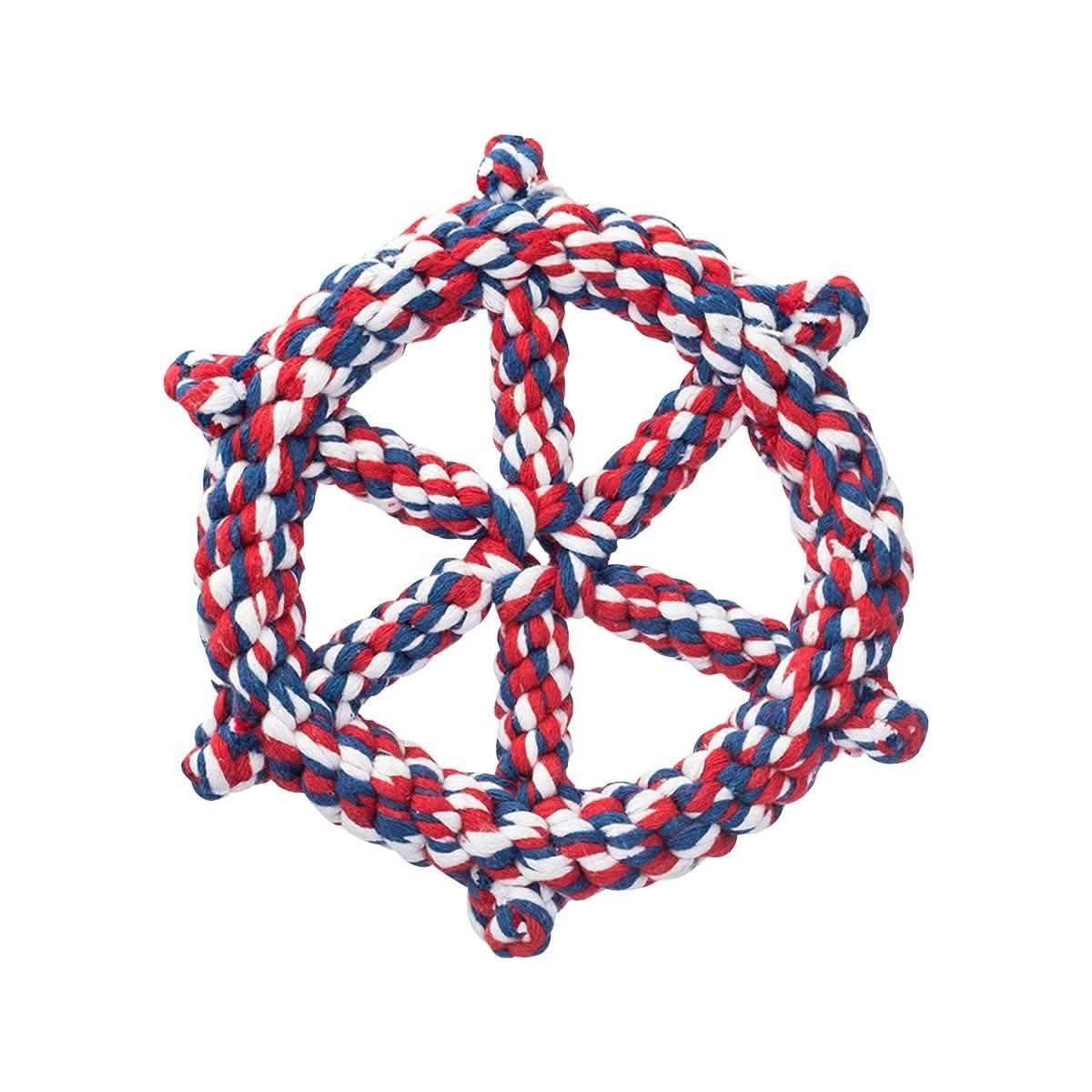 Jax & Bones One Size Red, White, and Blue Wheel Rope Toy for Dogs