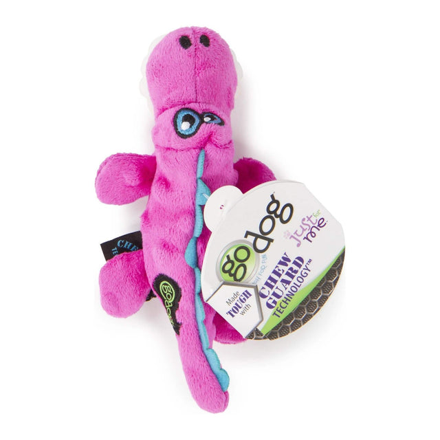 goDog Mini Size Chew Guard Dog Toy - Pink Gator