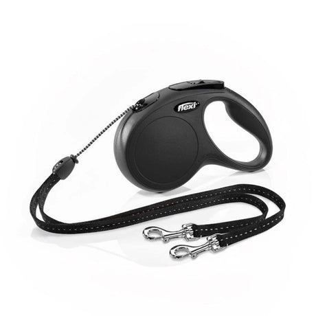 Flexi Duo Two-Dog Retractable Black Leash, 16Ft Size