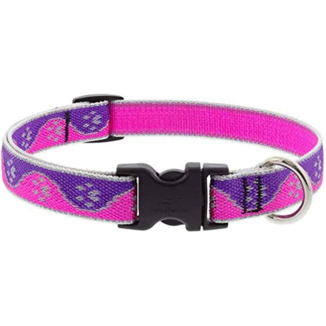 Lupine Adjustable Dog Collar in Pink Paws Design, 3/4 Width, Fits 9-14 Size