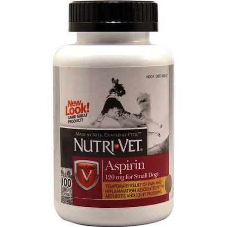 Nutri-Vet Dog Aspirin 120mg, Liver Flavor, 100 Count for Small Dogs