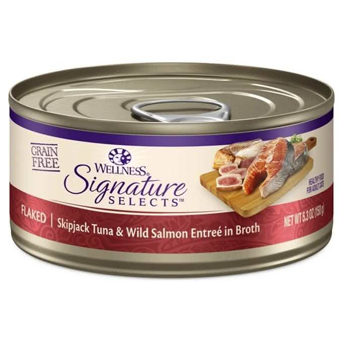 Wellness Wet Cat Food Core Signature Selects Flaked Skipjack Tuna & Wild Salmon Entrée in Broth