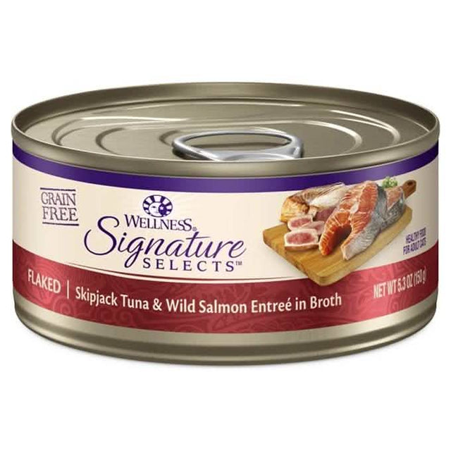 Wellness Wet Cat Food Core Signature Selects Flaked Skipjack Tuna & Wild Salmon Entrée in Broth