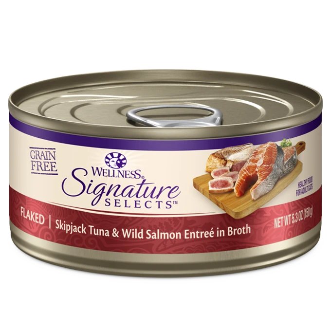 Wellness Wet Cat Food Core Signature Selects Flaked Skipjack Tuna & Wild Salmon Entrée in Broth