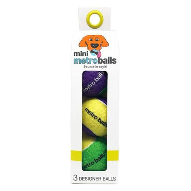 Metro Paws Mini Metro Balls 3ct Yellow