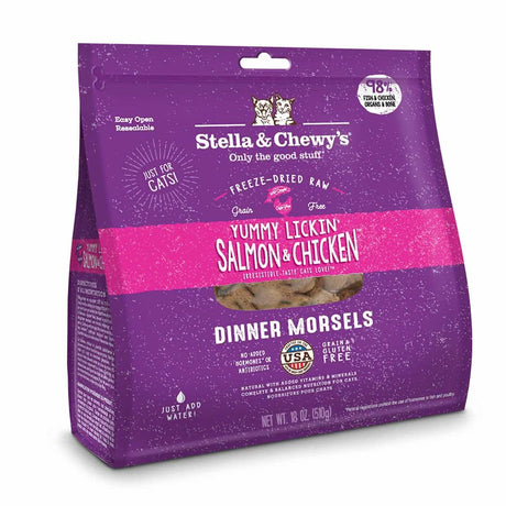 Stella & Chewy's Cat Freeze-Dried Dinner Morsels, Yummy Lickin' Salmon & Chicken, 18oz